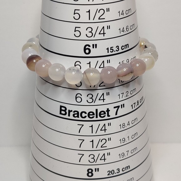 White Agate Stretch Bracelet 8mm round natural stone includes felt pouch-B815 - Picture 2 of 12